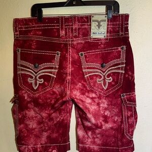 Rock Revival Burgundy Tie-Dye Cargo Shorts